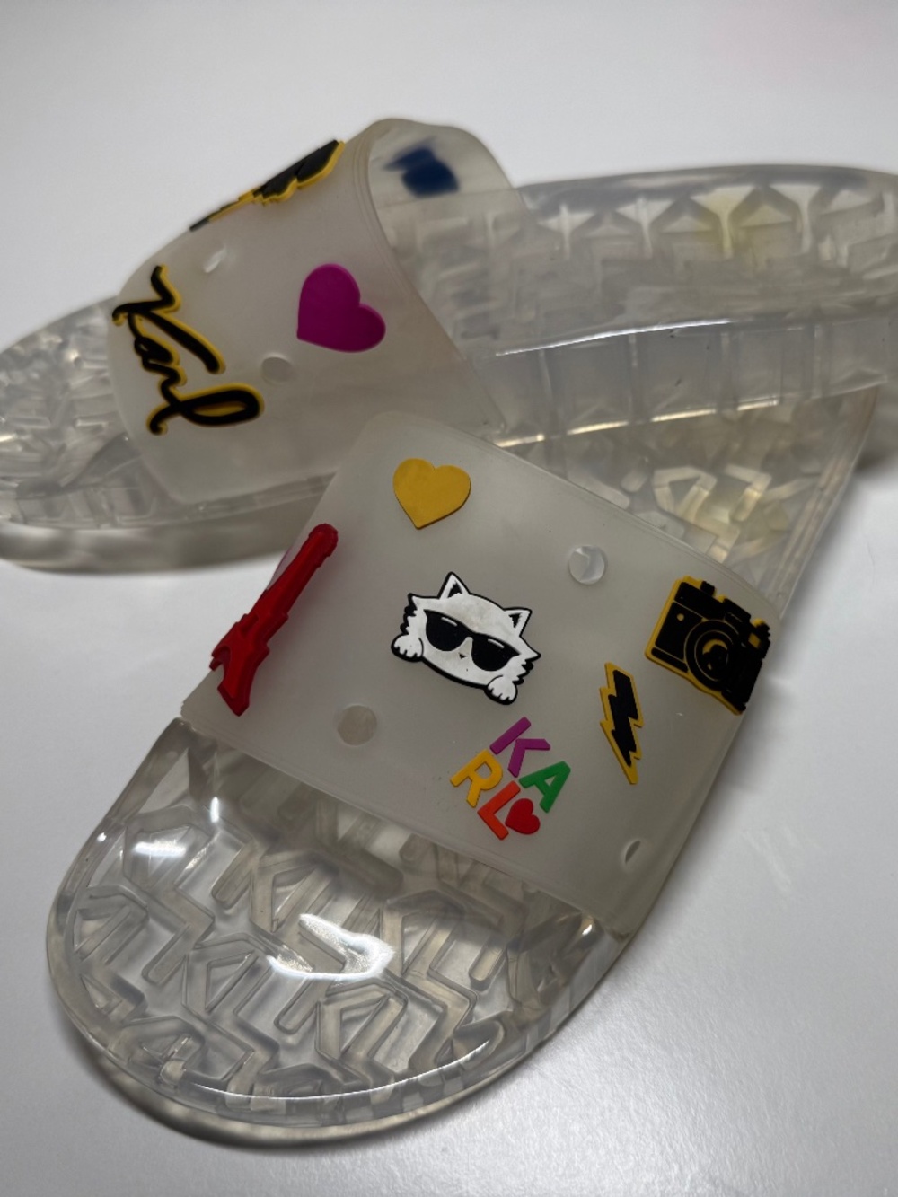 Karl Lagerfeld Clear Jelly Slide Sandals Sz 8